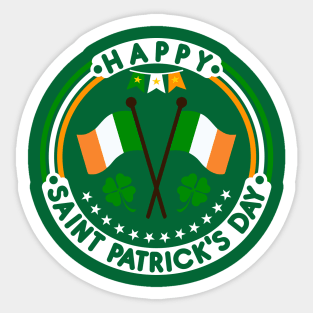Happy Saint Patrick's Day Irish Flag Tees Sticker